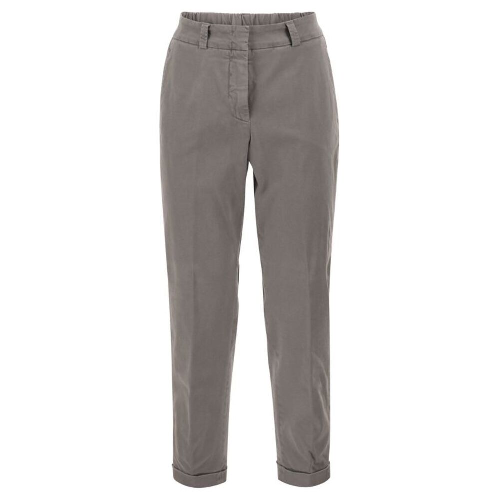 Peserico Women Stretch Cotton Tapered Trousers With Elasticated Waistband